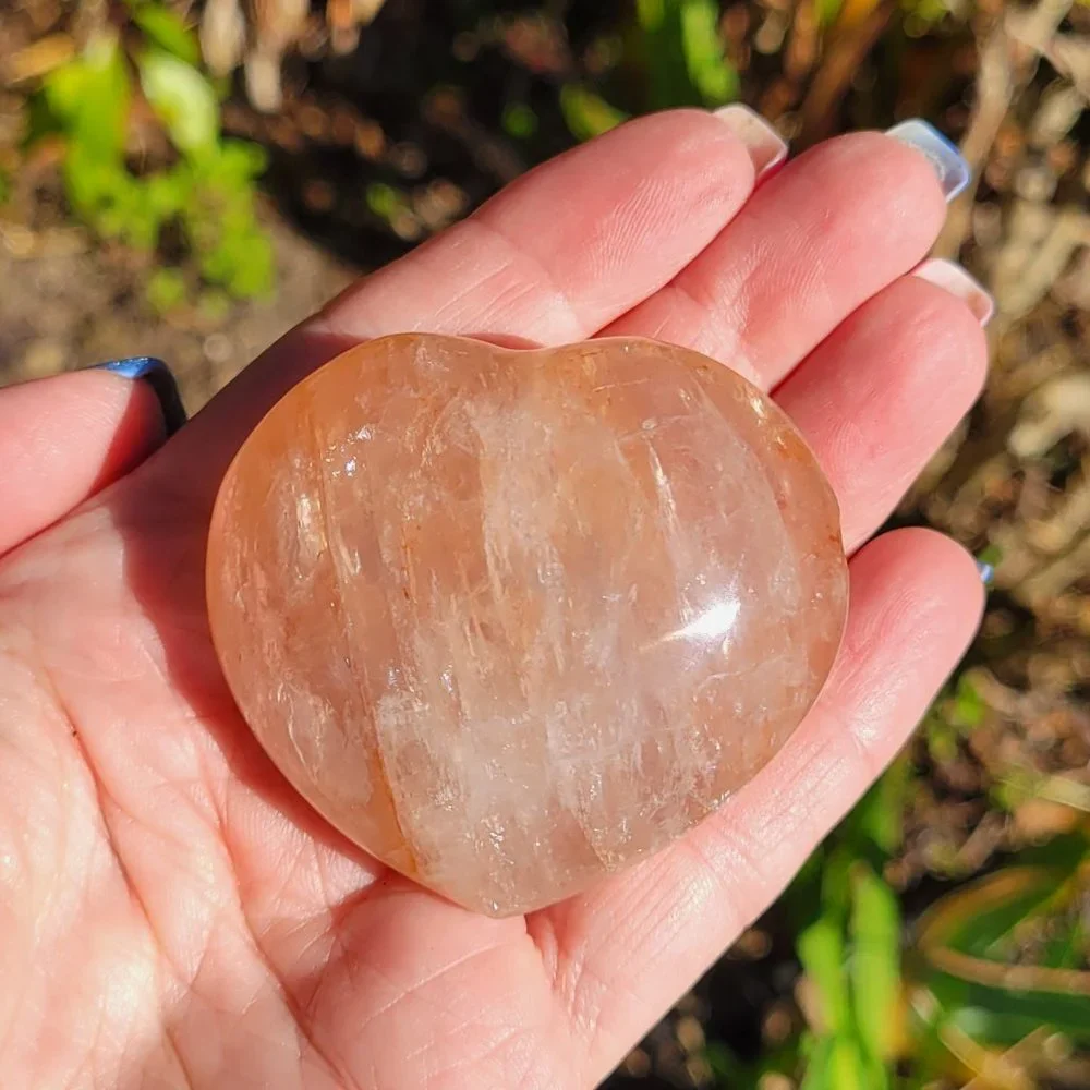 Fire Quartz Red Hematite in Quartz Crystal Hearts